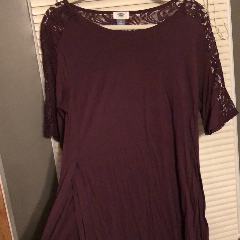Deep purple, lace shoulder blouse!